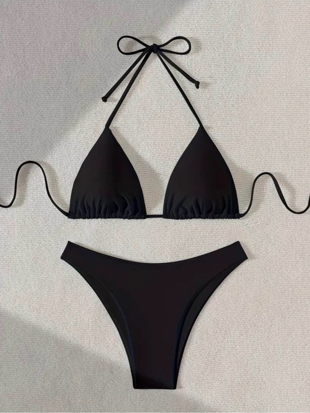 Minimal Black Triangle Bikini Set - Women Swim